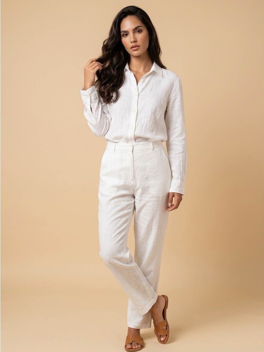 Linen Club Room White Linen  - Classic Women's  Button Down